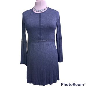 Celeste sz Medium gray long flared sleeves dress with empire waist
